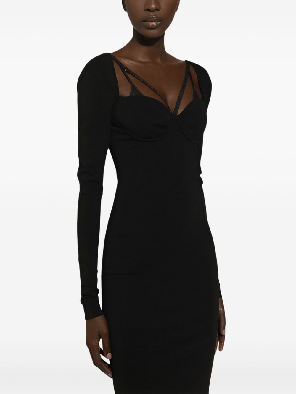 long-sleeve midi dress - 5