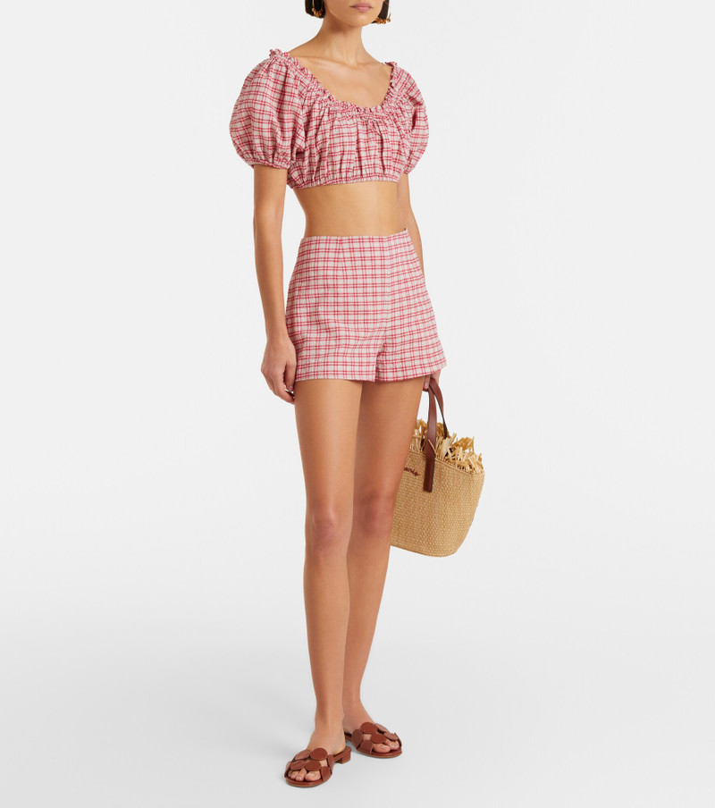 Lila checked cotton shorts 5