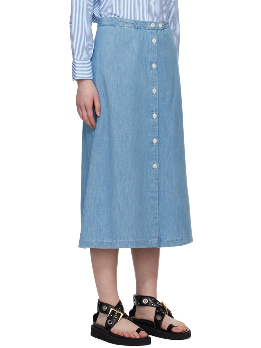 Blue Deauville Denim Midi Skirt - 2