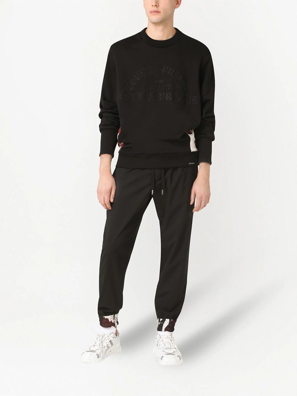 contrasting panel cotton sweatshirt - 2