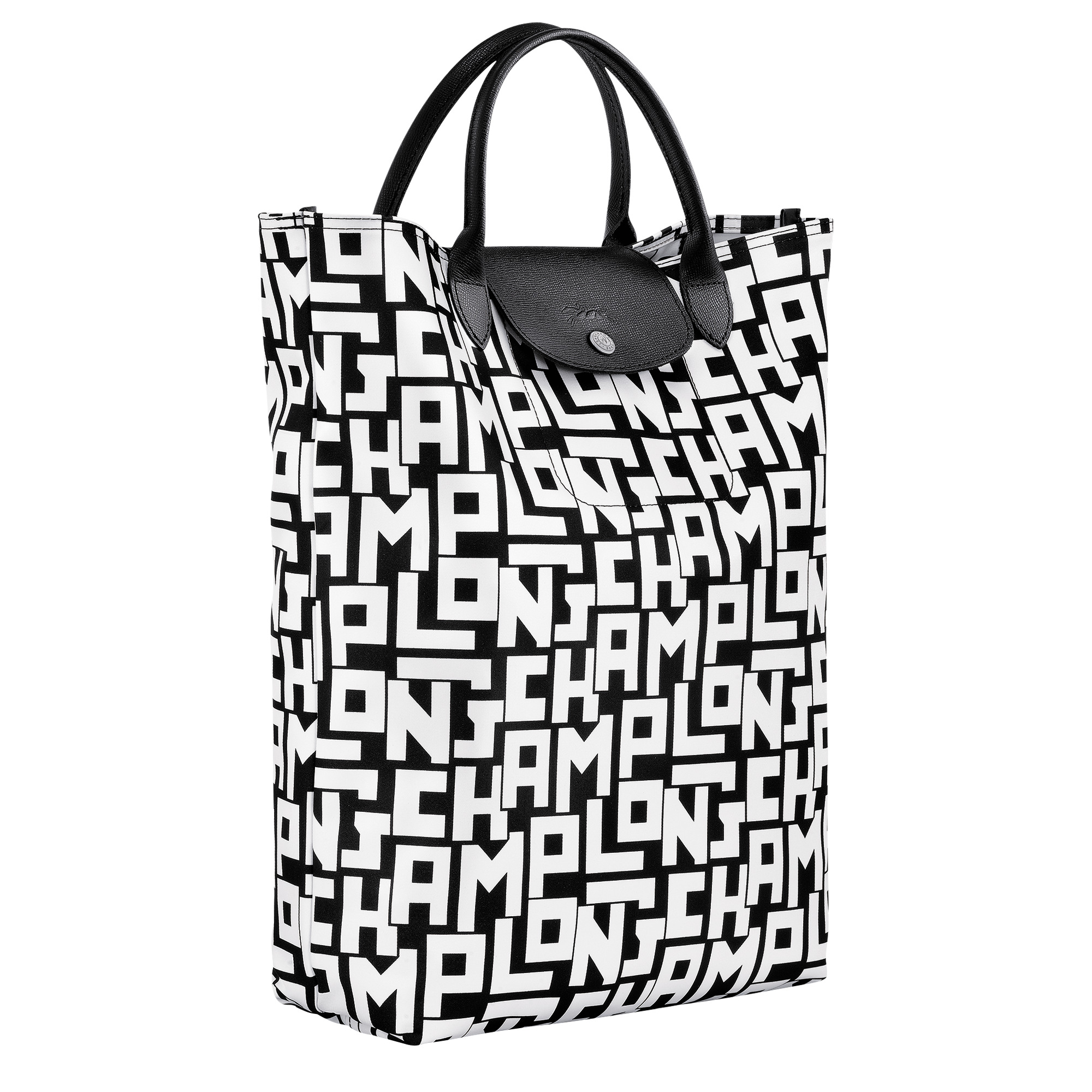 Le Pliage LGP M Tote bag Black/White - Canvas - 3
