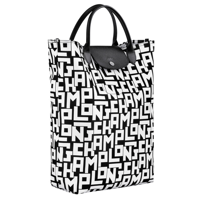 Le Pliage LGP M Tote bag Black/White - Canvas 3