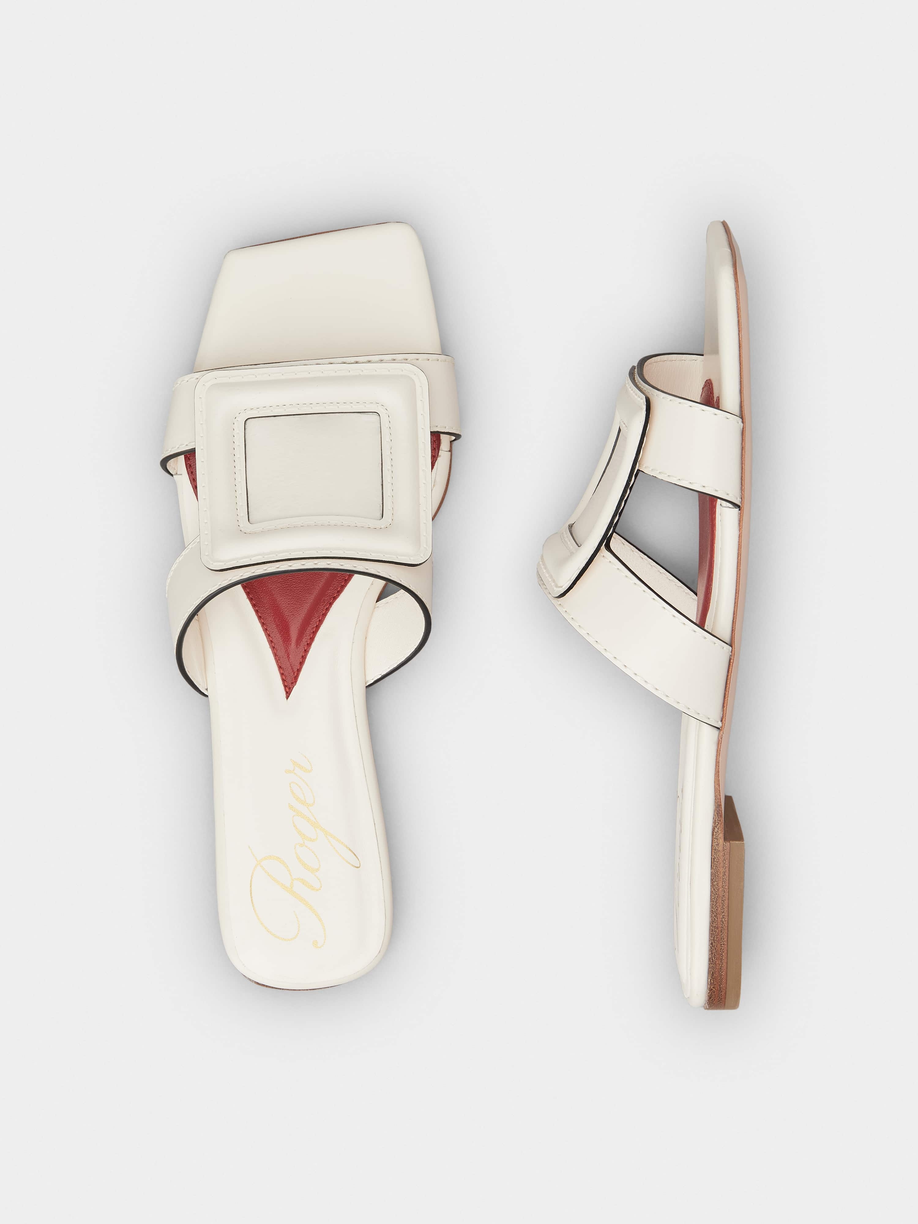 Stitching Buckle Mules in Leather - 4