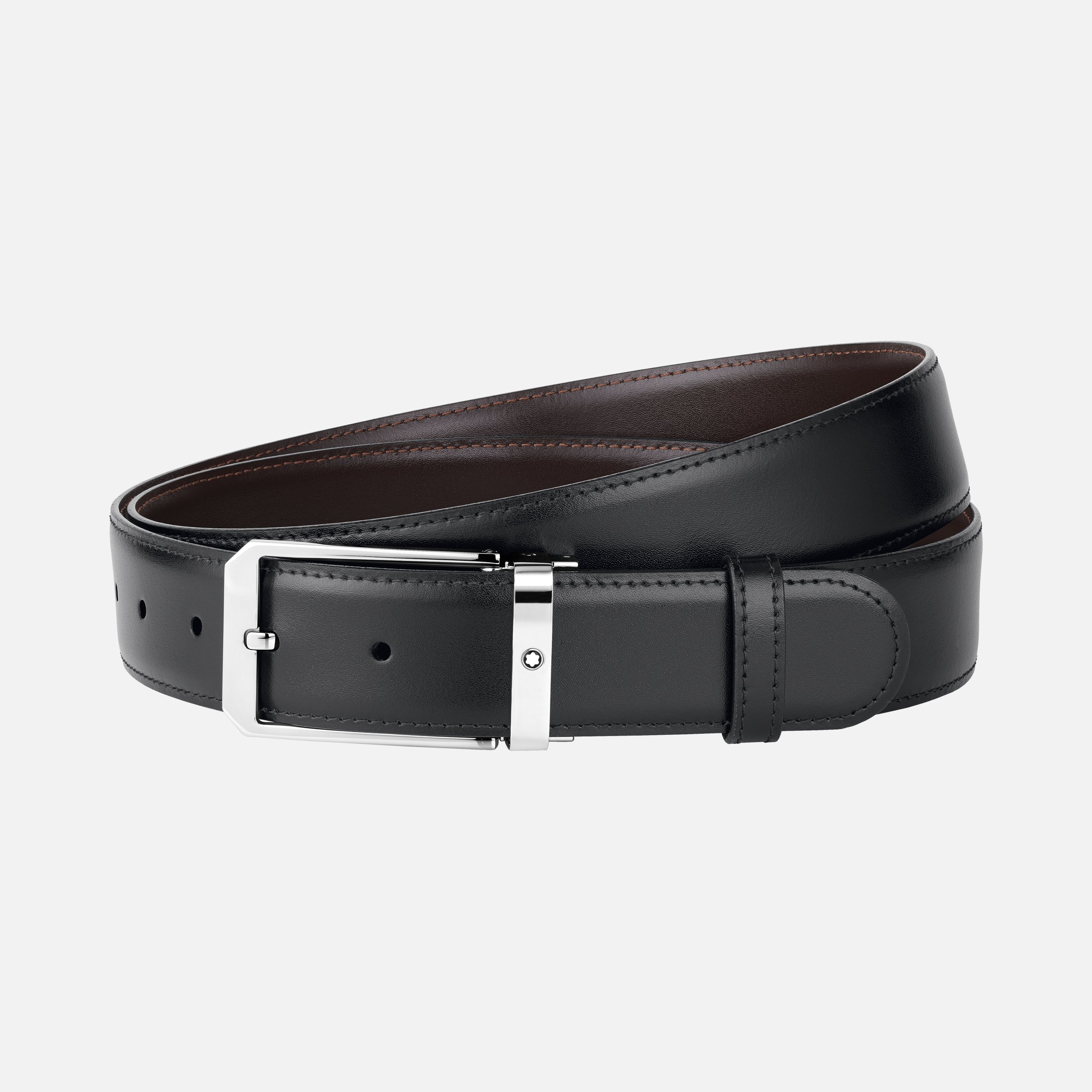 Black/brown 35 mm reversible leather belt - 1