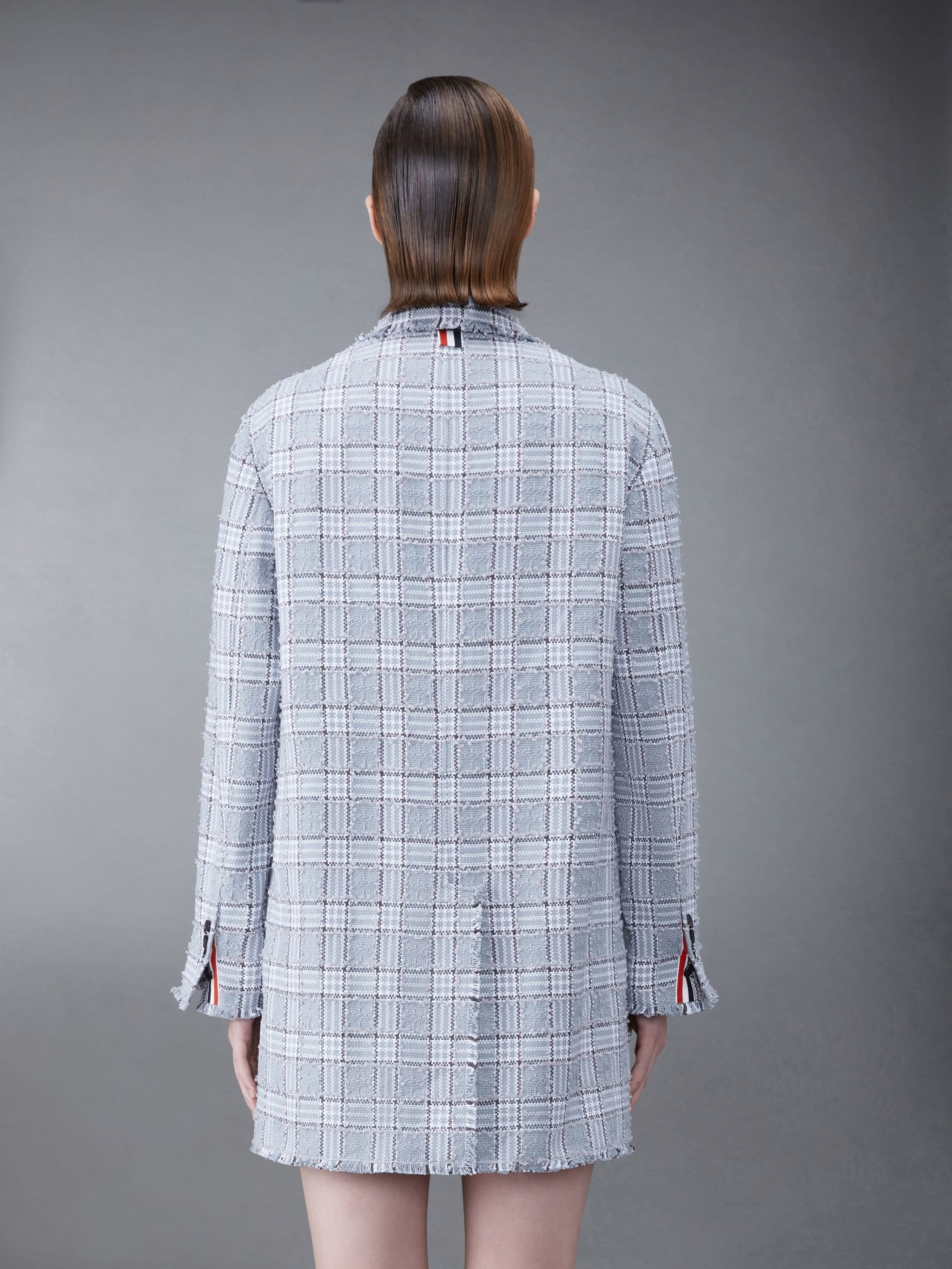 Prince of Wales Check Tweed Frayed Oversized Sack Sport Coat - 2