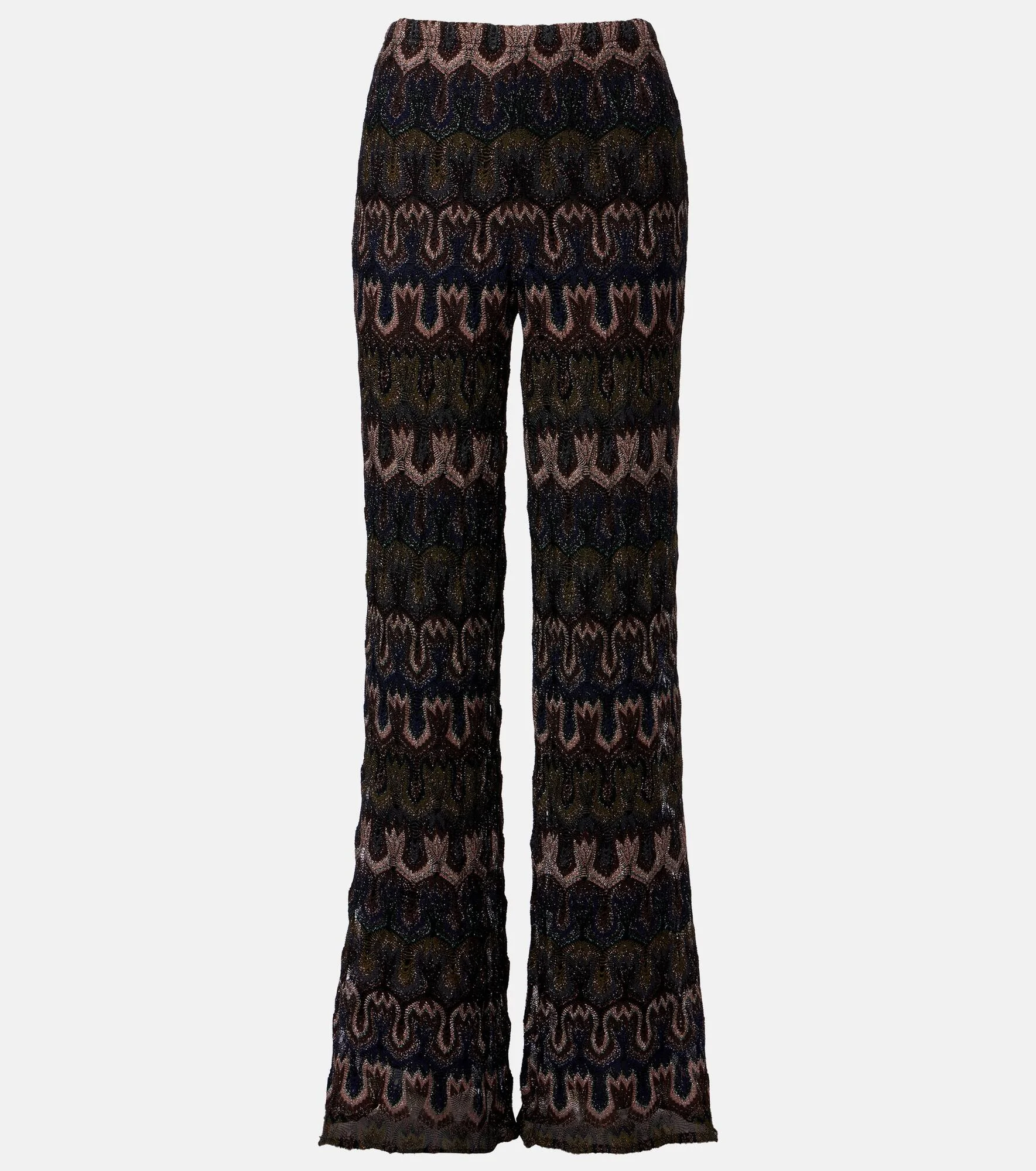 Intarsia lamé flared pants - 1