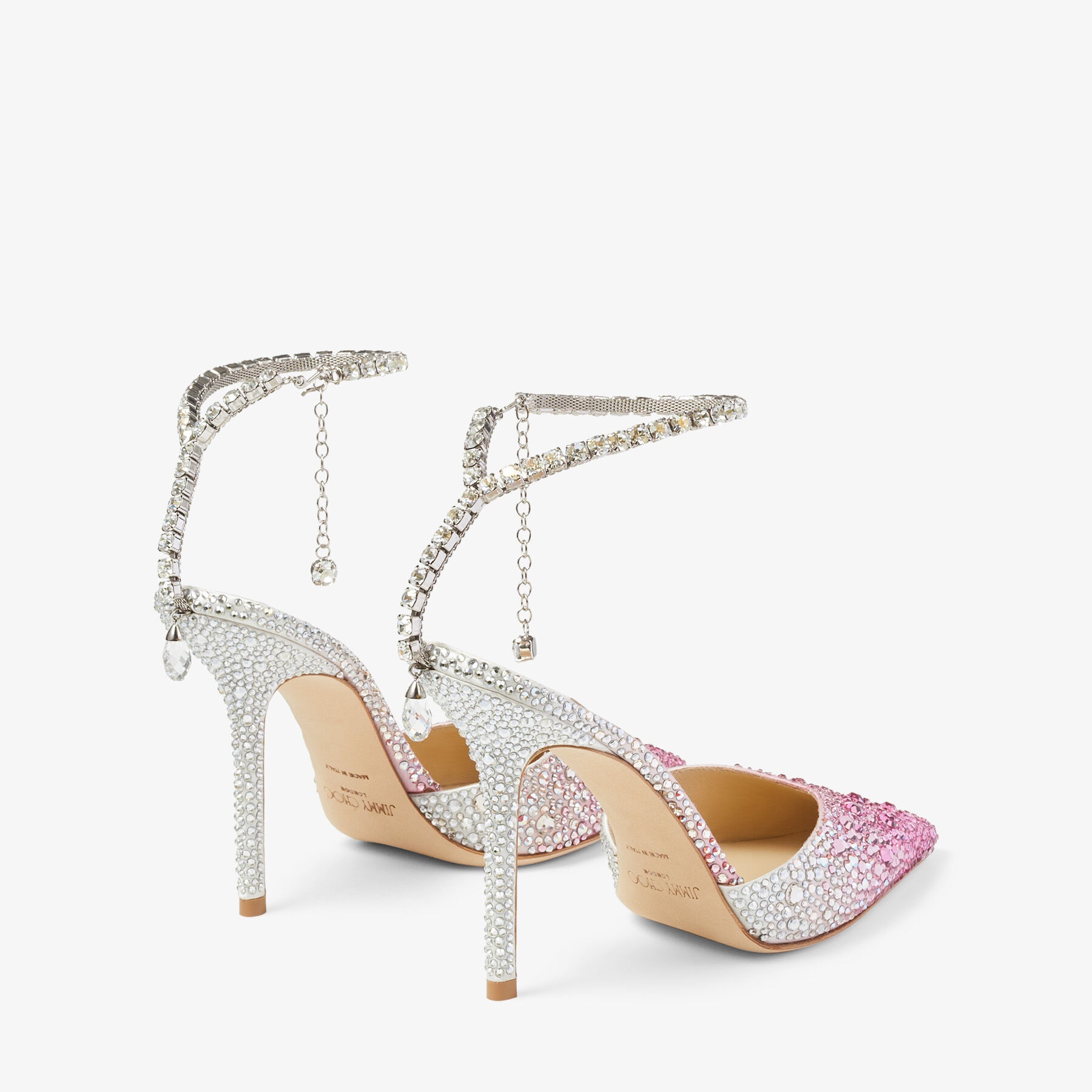 Saeda 100
Candy Pink Dégradé Satin Pumps with Crystal Embellishment - 5