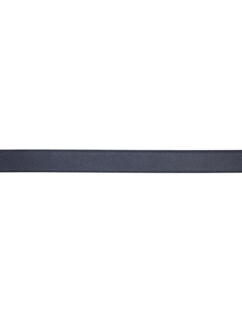 Thom Browne Navy Pebble Grain Round Buckle Belt outlook