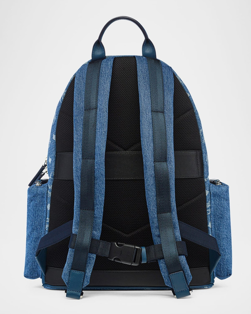 MCM Men's Stark Medium Denim Monogram Backpack outlook