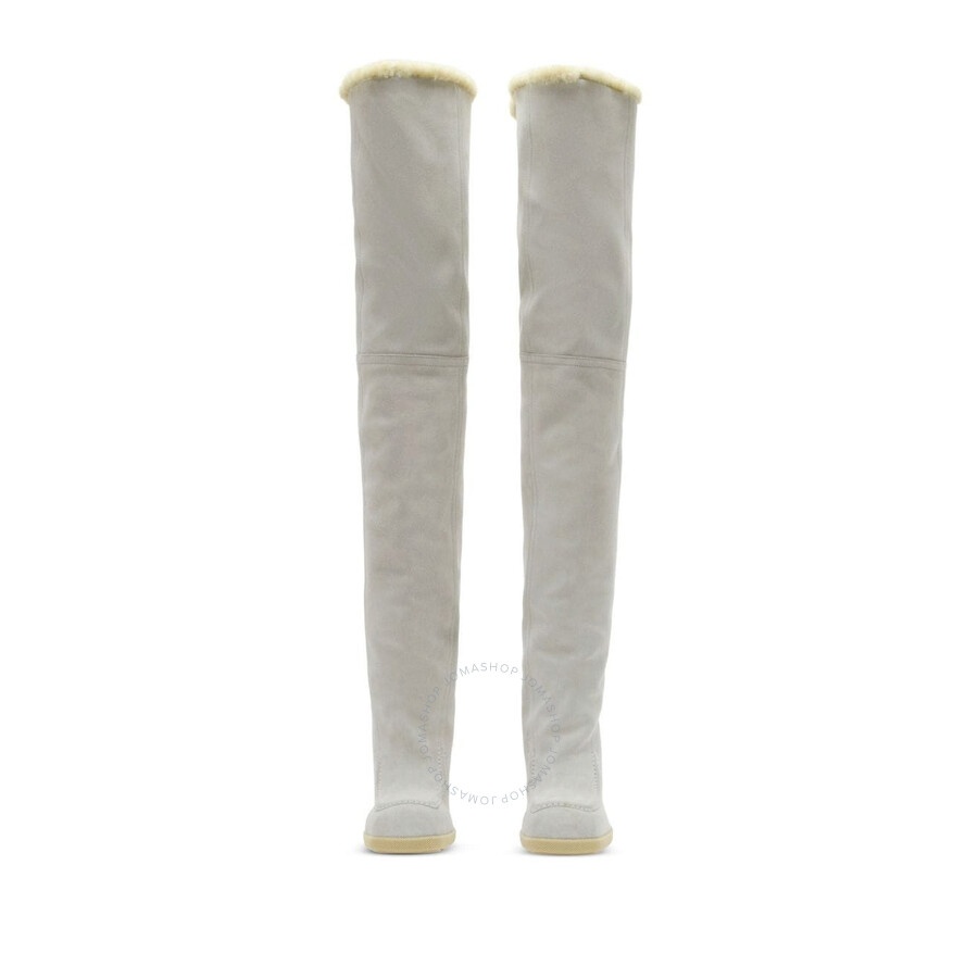 Burberry Suede-shearling Highland Boots 90 In Foam/butter - 2