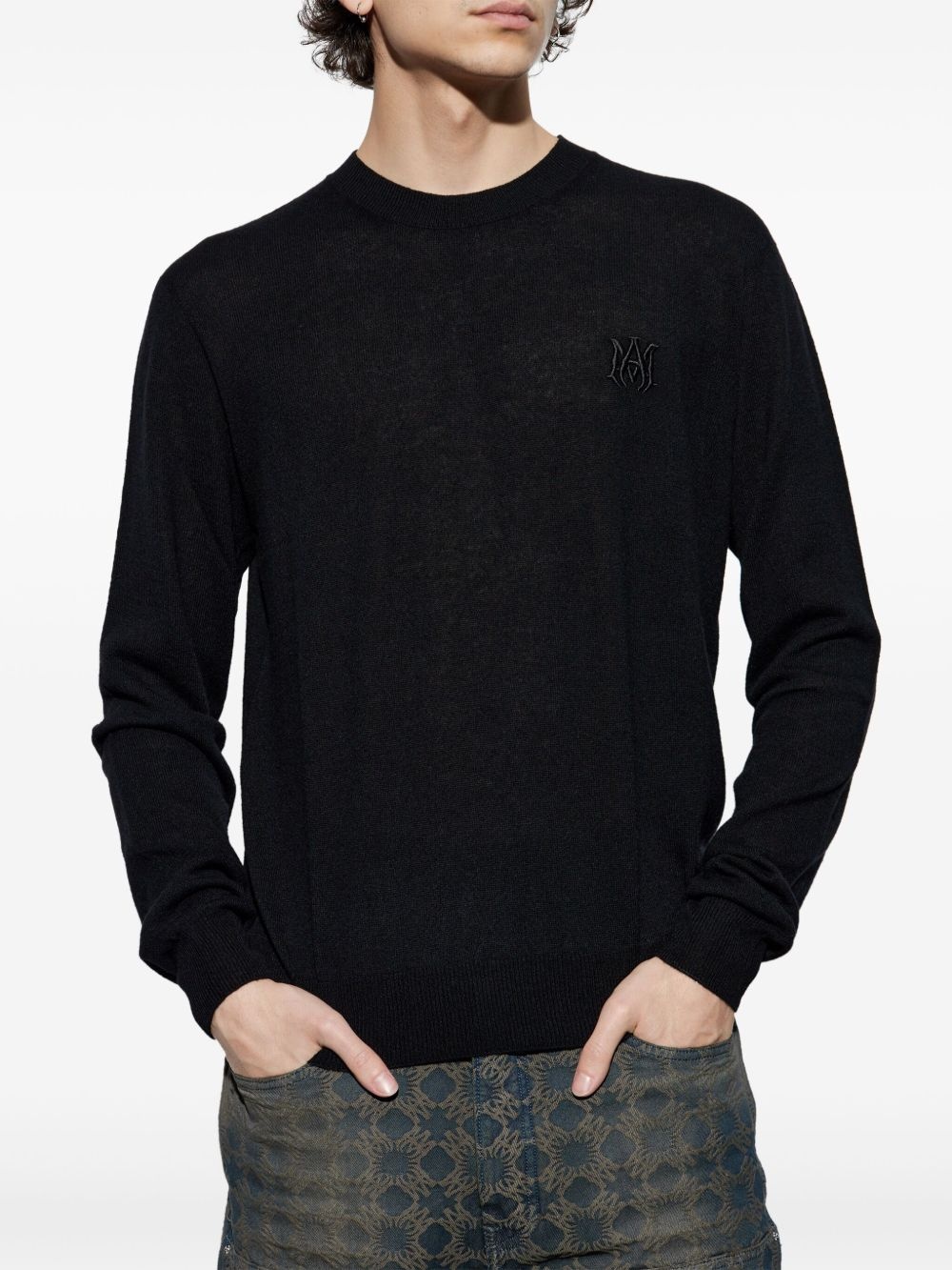 logo-embroidered cashmere sweater - 3