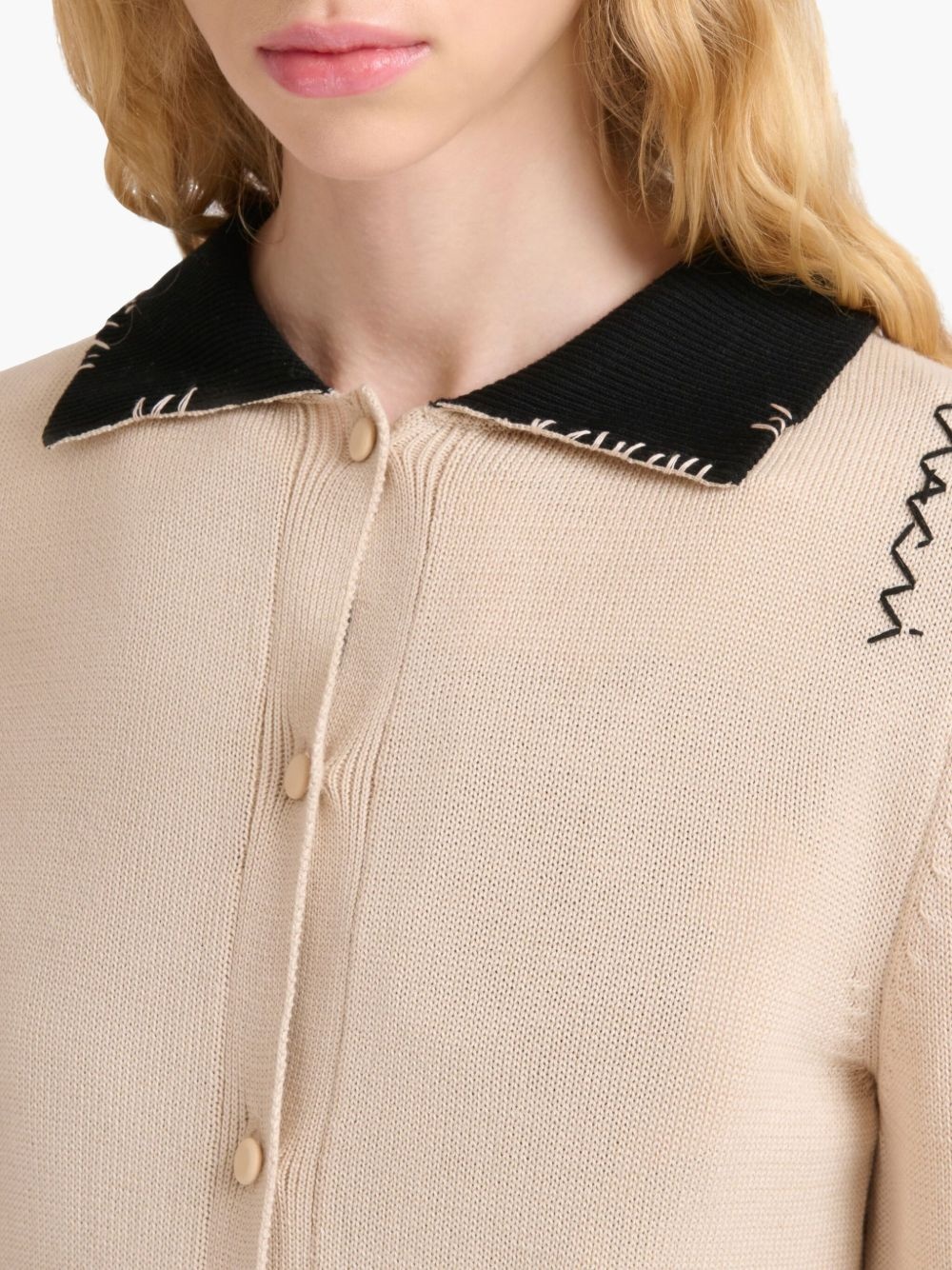 contrasting-collar cardigan - 4