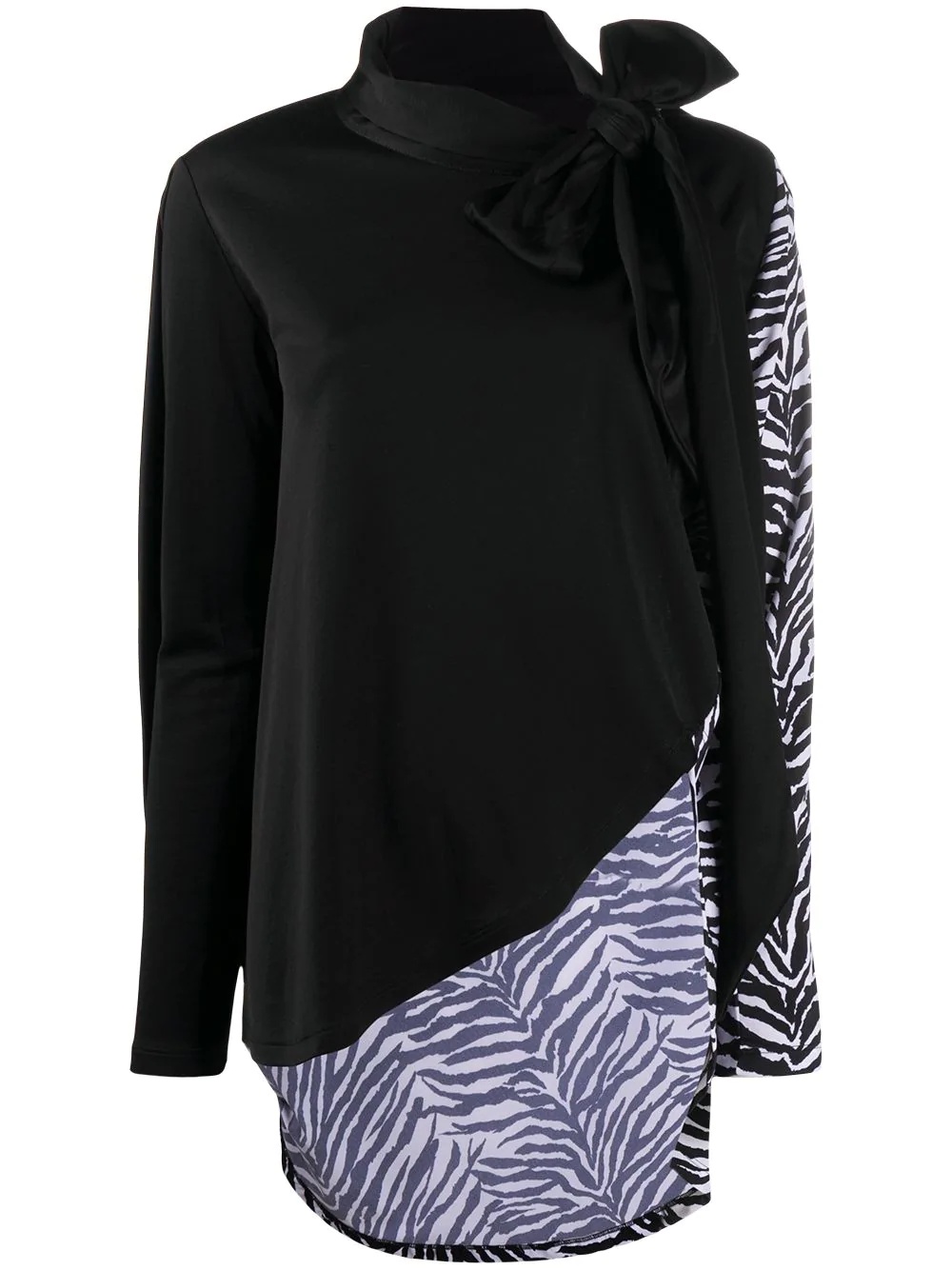 zebra-print panel blouse - 1