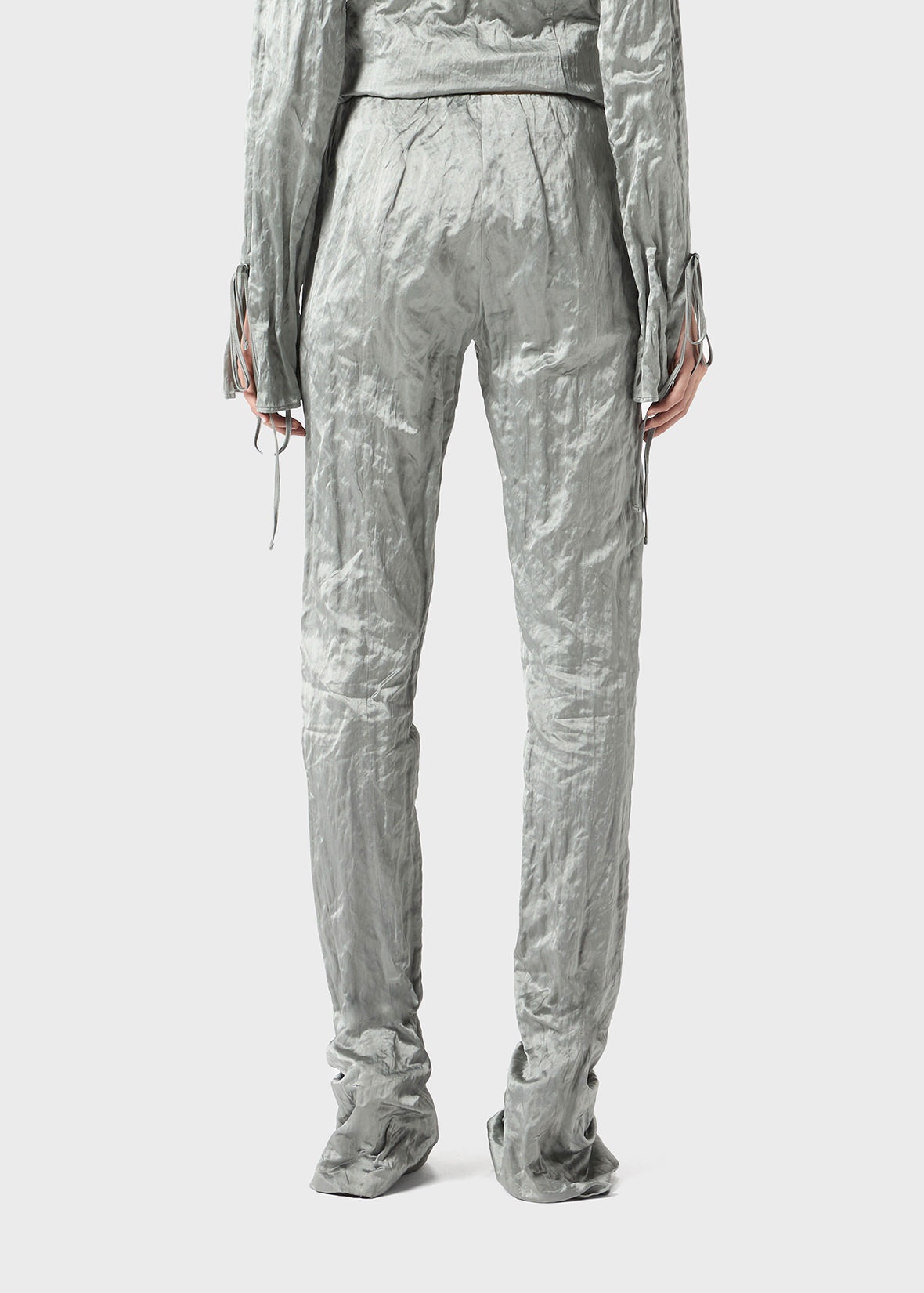 STRAIGHT LEG PANTS IN CRINKLED SATIN - 4