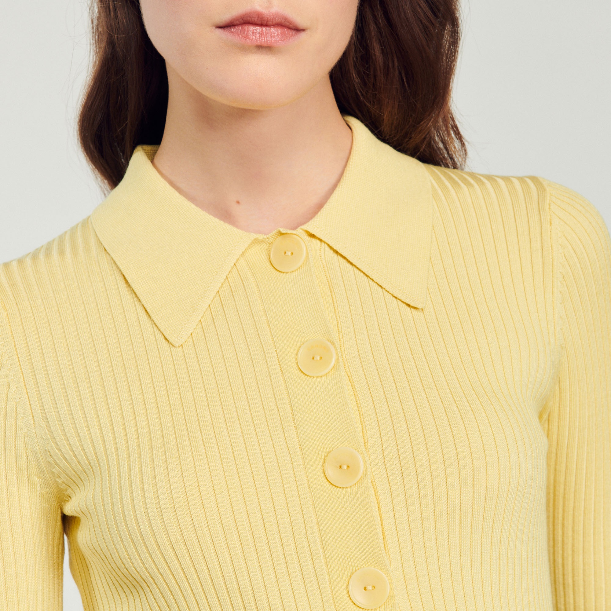 Cropped ribbed cardigan - 4