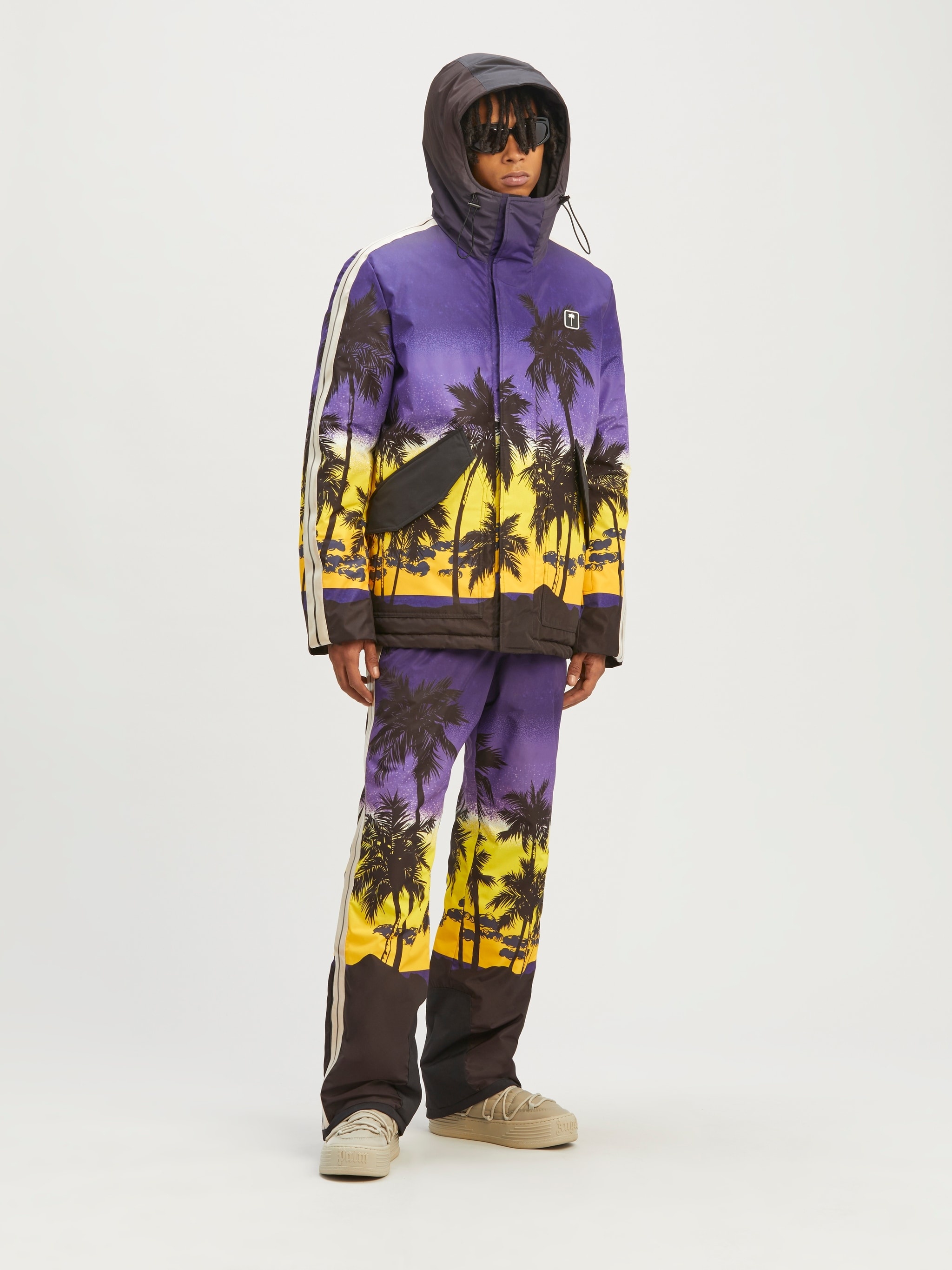 sunset-print hooded jacket - 2