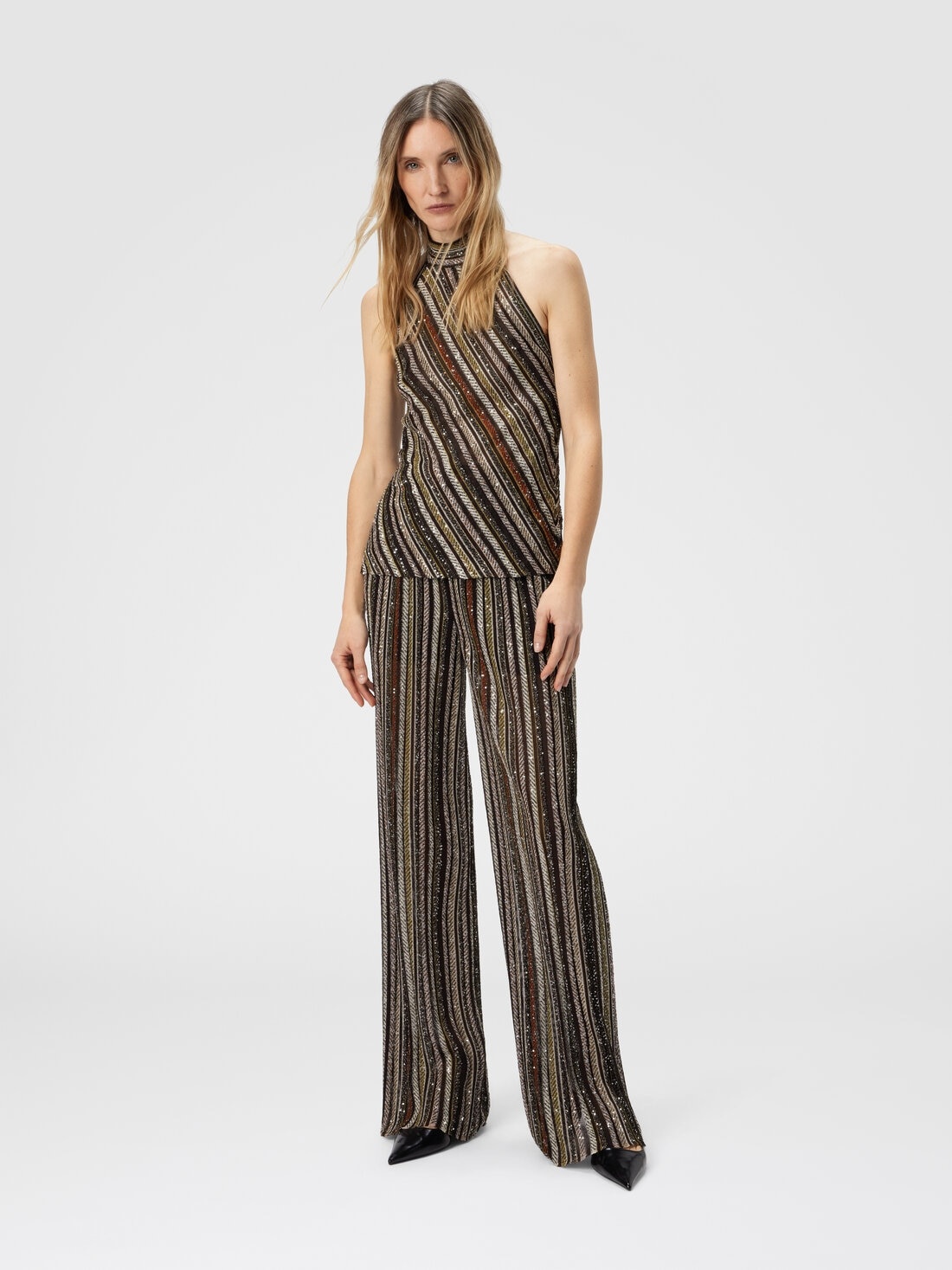 Halter Top in Herringbone Stripe Knit - 2