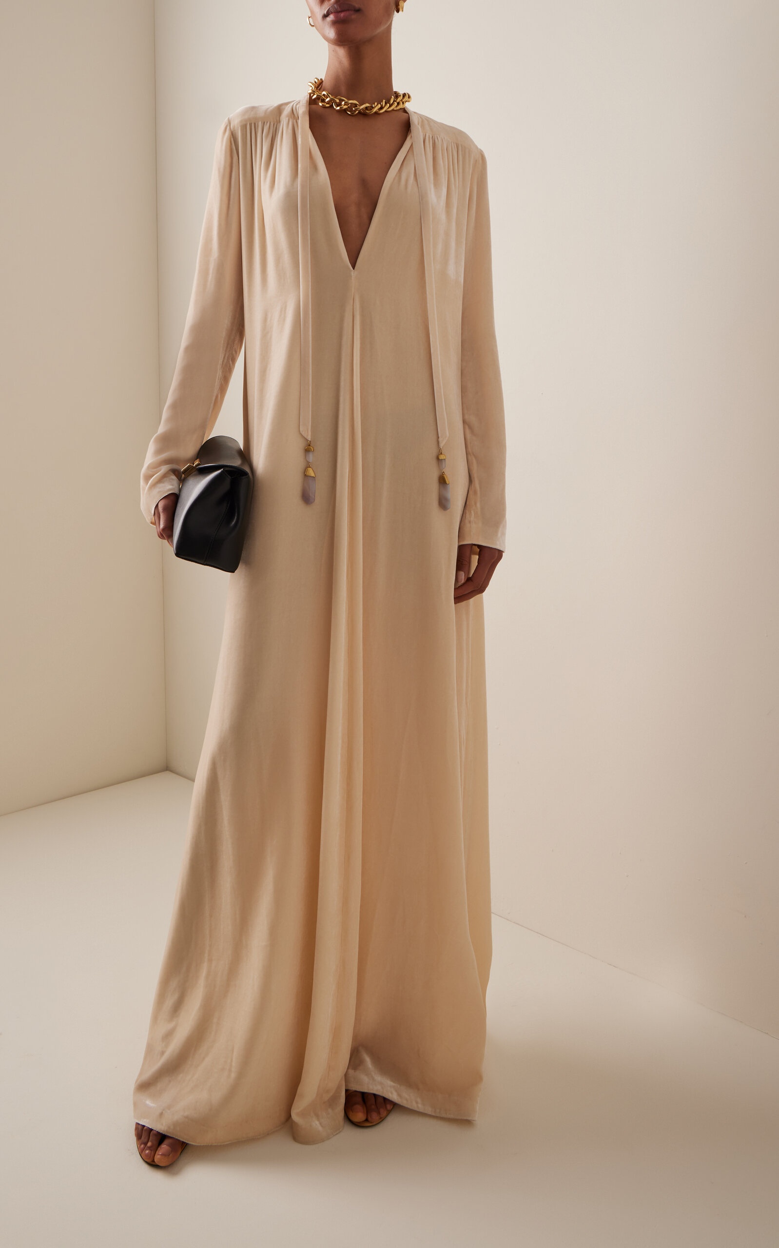 Lyrical Velvet Tubular Maxi Dress neutral - 2