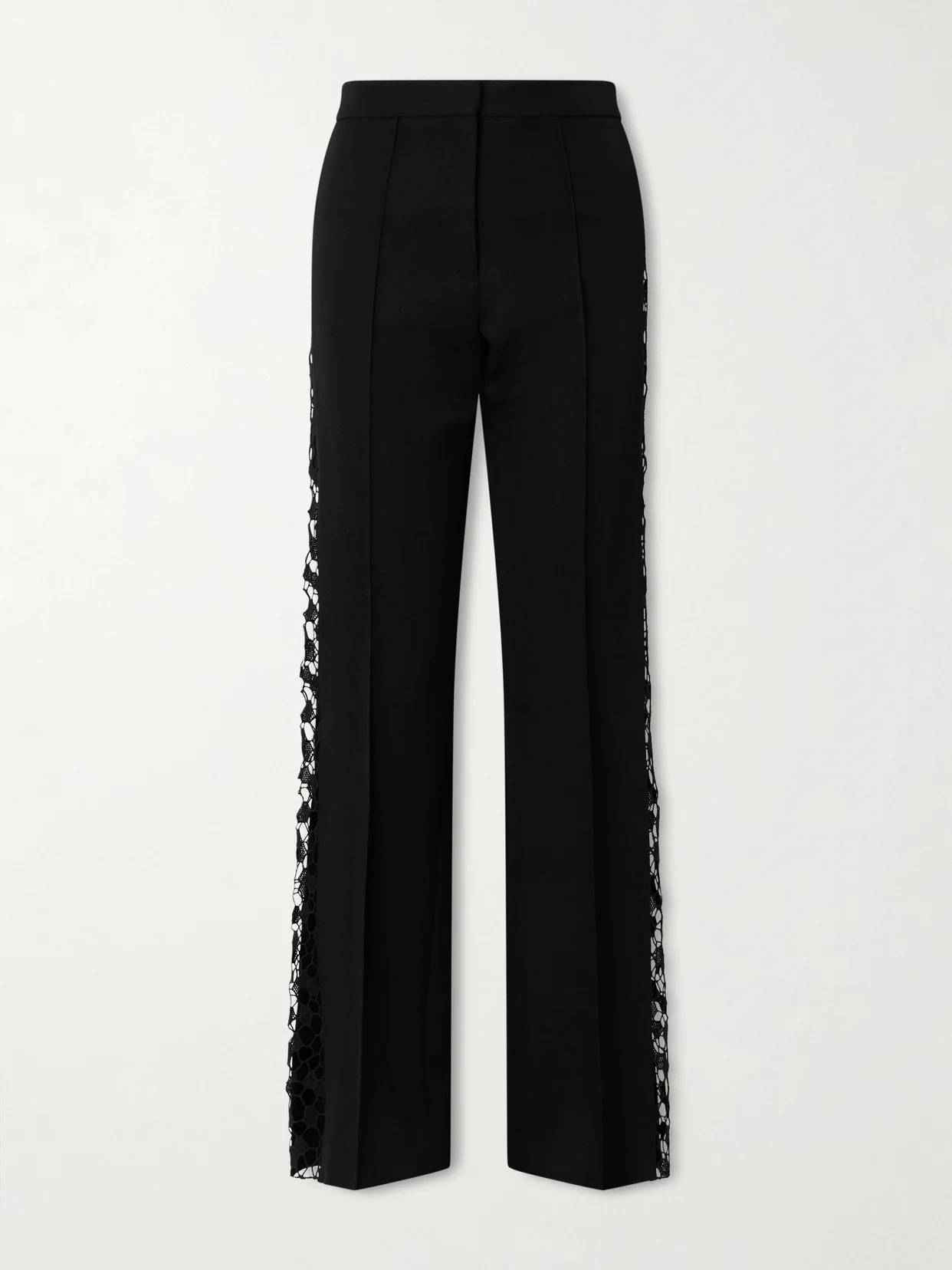 Lace-trimmed Cotton And Silk-blend Straight-leg Pants - 1