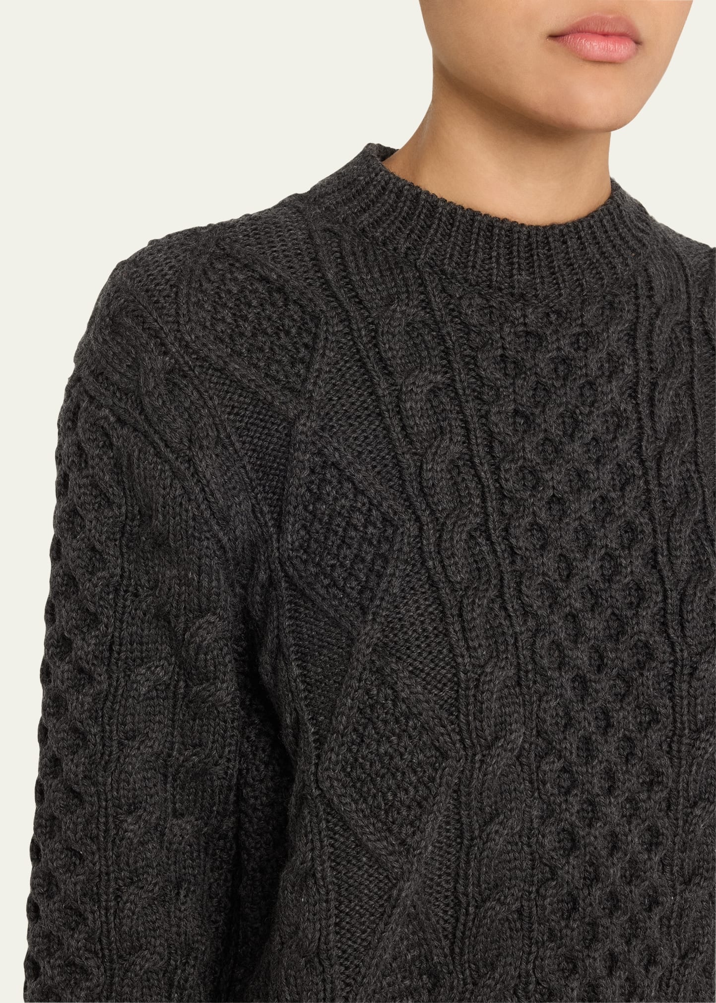 Oversized Cable Wool Sweater - 5