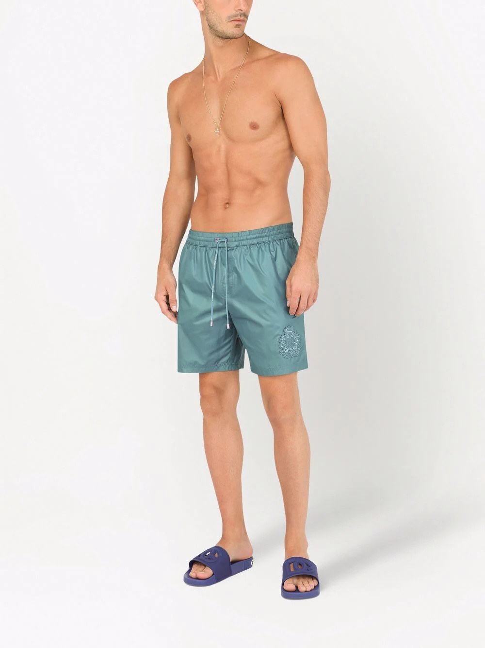 laminated logo-patch swim shorts - 2