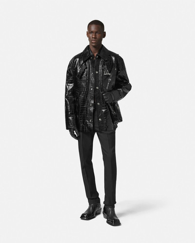 VERSACE Croc-Effect Leather Blouson Jacket outlook