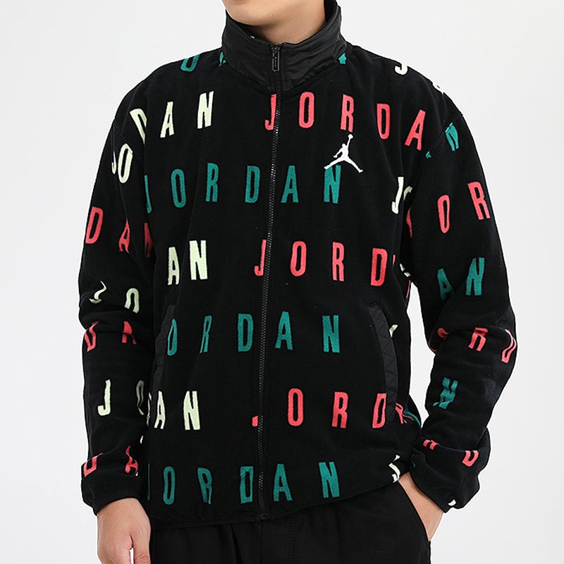 Air Jordan Jumpman Logo Printing Windproof Stand Collar Jacket Black CT3571-010 - 3