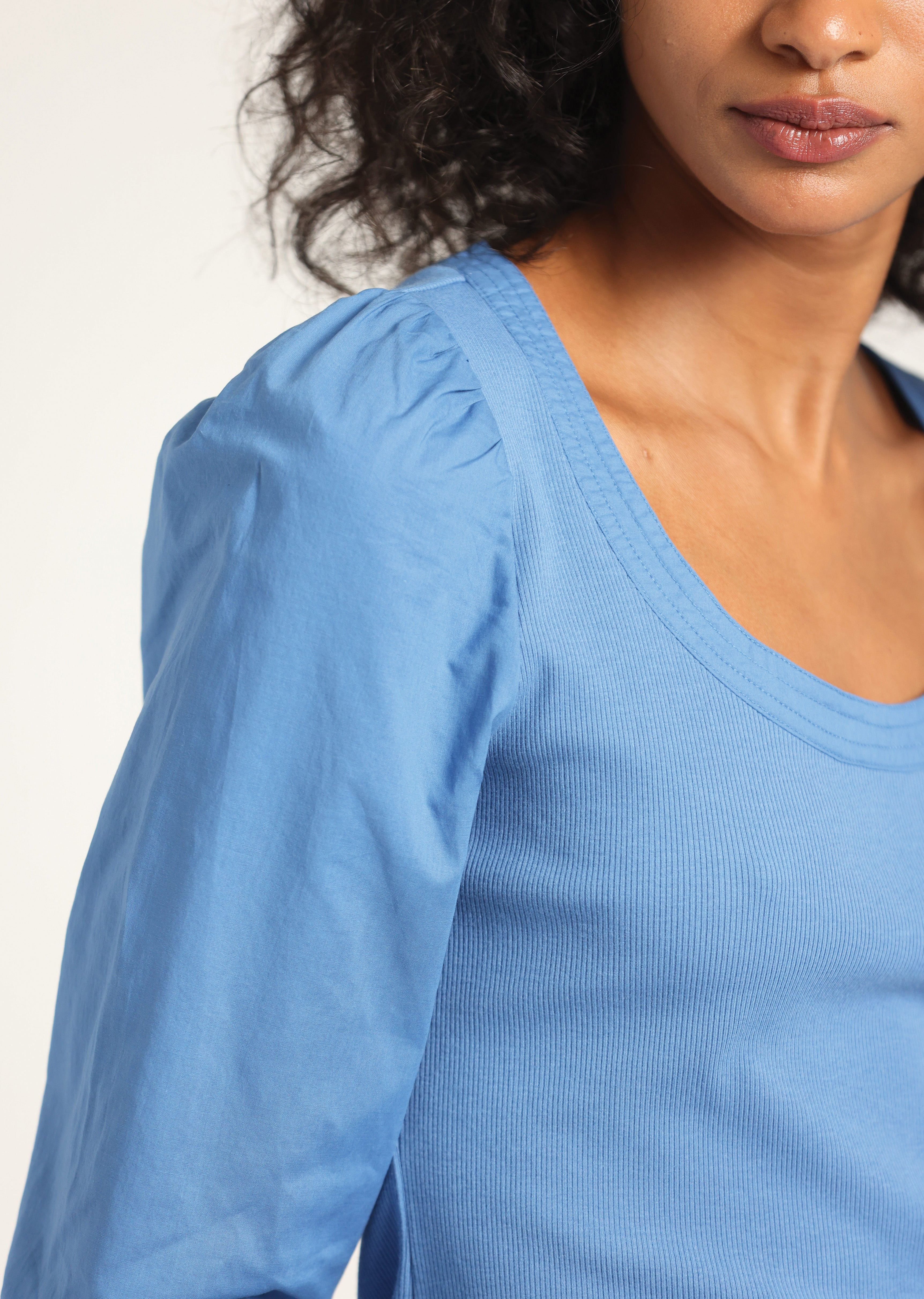 AISHAH SCOOP NECK LONG SLEEVE RIBBED TOP - 2