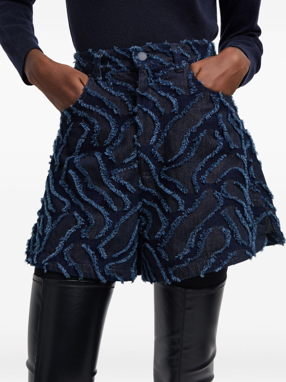 frayed patterned shorts - 4