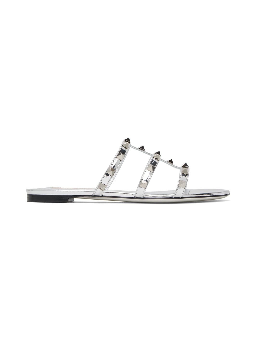 Silver Rockstud Slides - 1