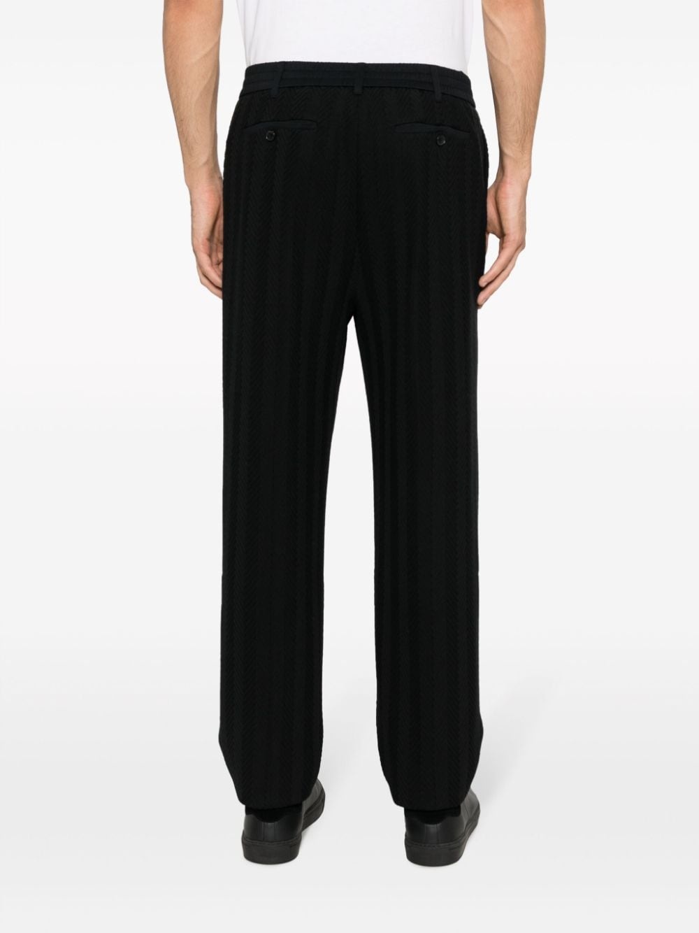 chevron-knit straight-leg trousers - 4