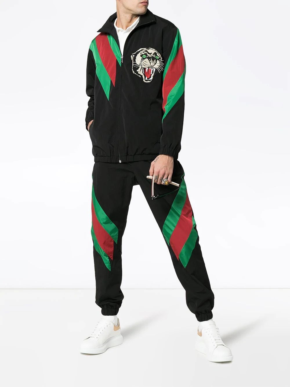 embroidered contrast stripe logo track jacket - 2