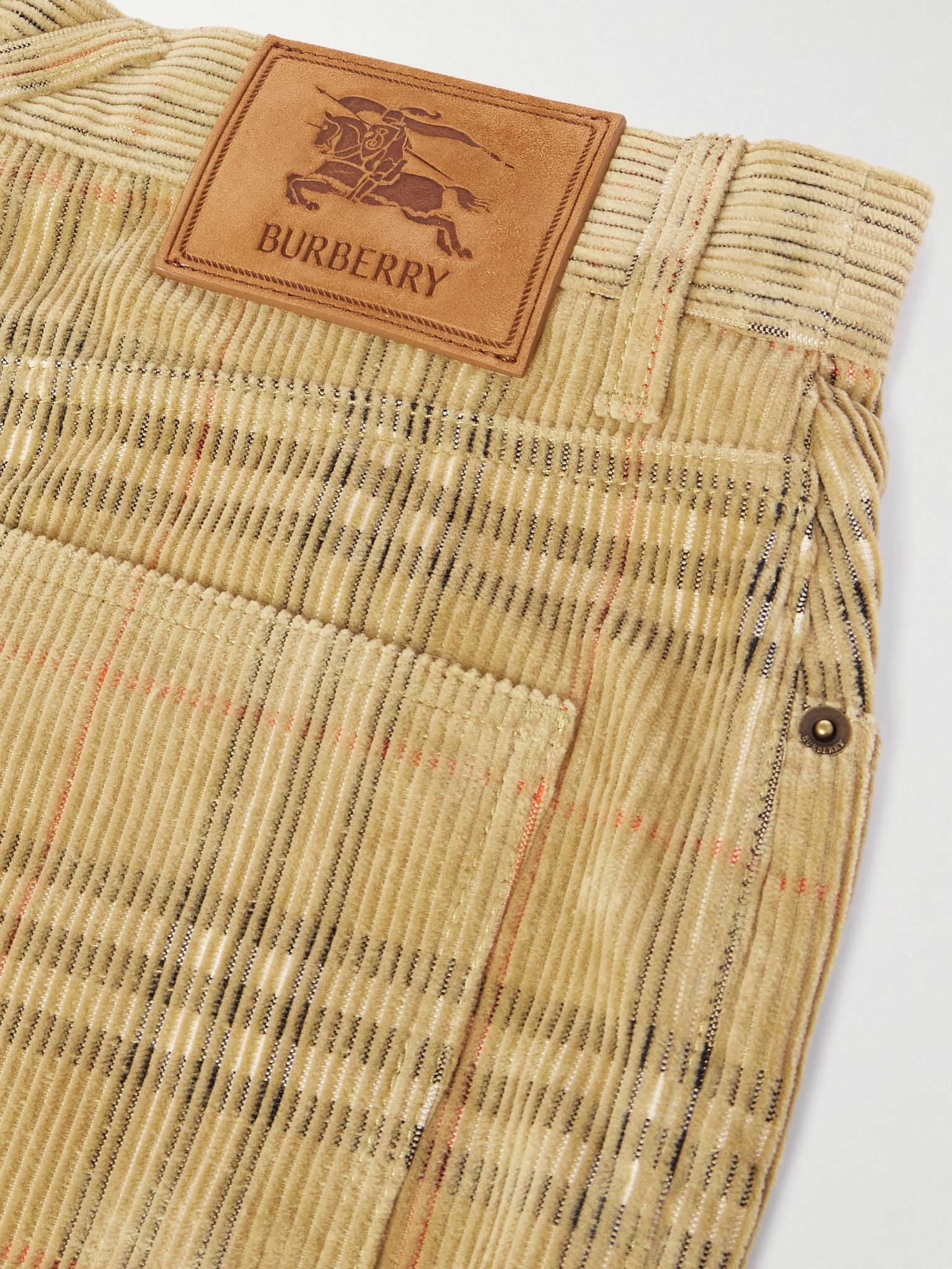 Straight-Leg Checked Cotton-Corduroy Trousers Sand - 5