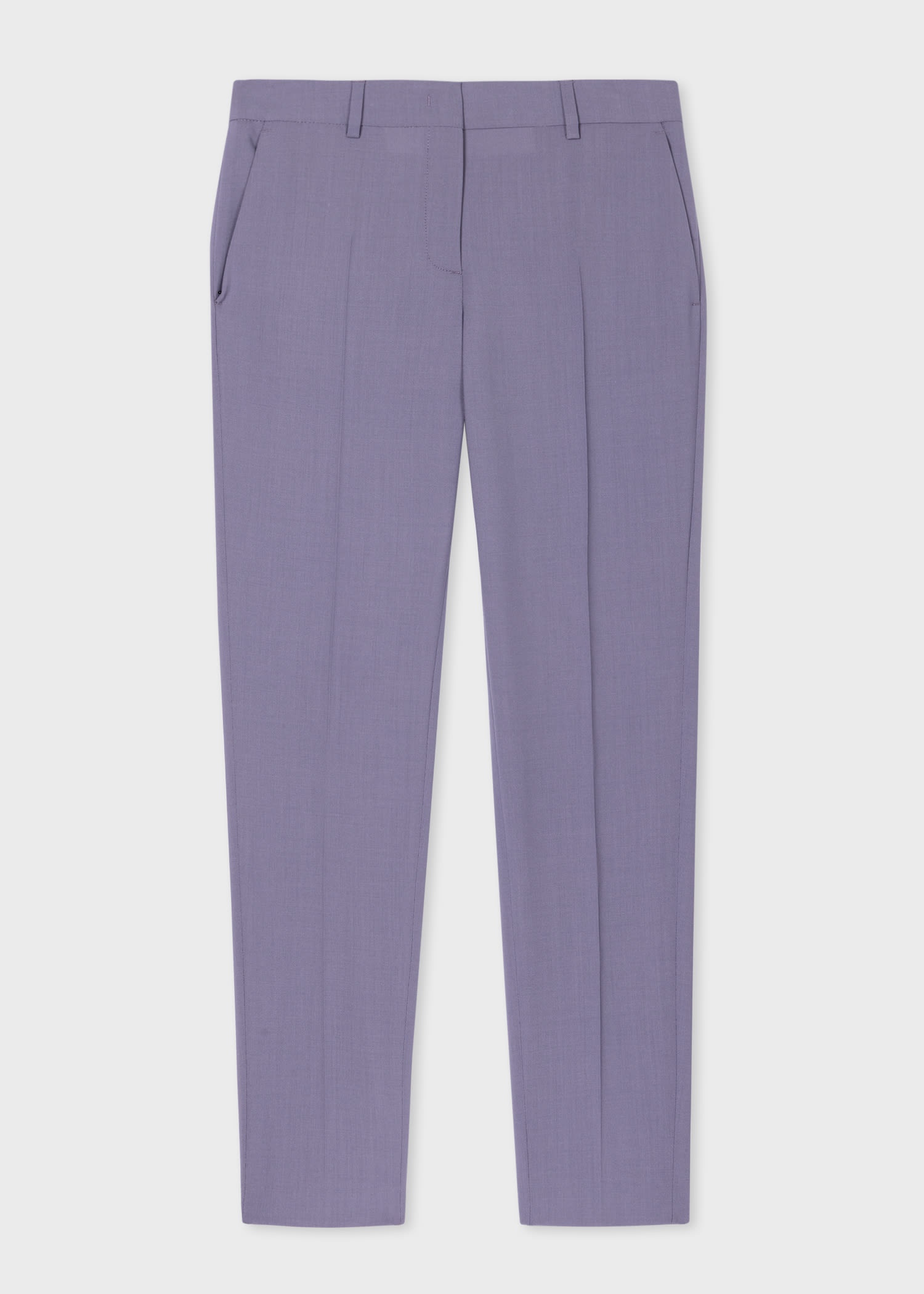Dark Lilac Wool Hopsack Trousers - 1