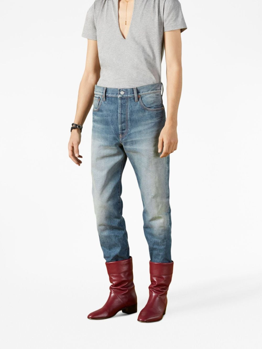 Gucci Men Denim Trousers With Label - 4