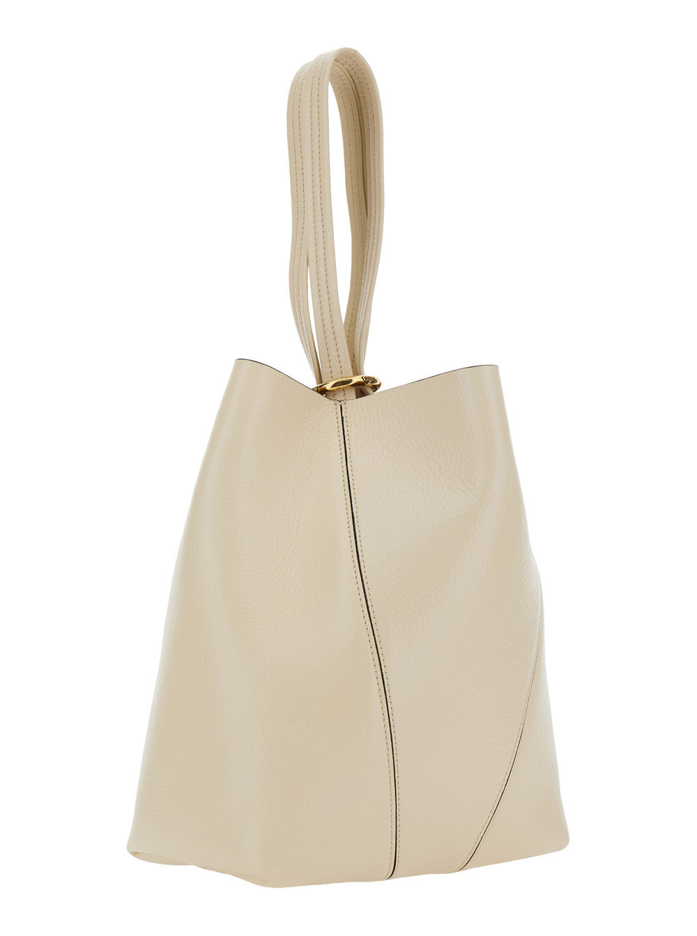 Chloé Women 'Spin' Beige Shoulder Bag With Metal Logo Medals In Grained Leather Woman - 3