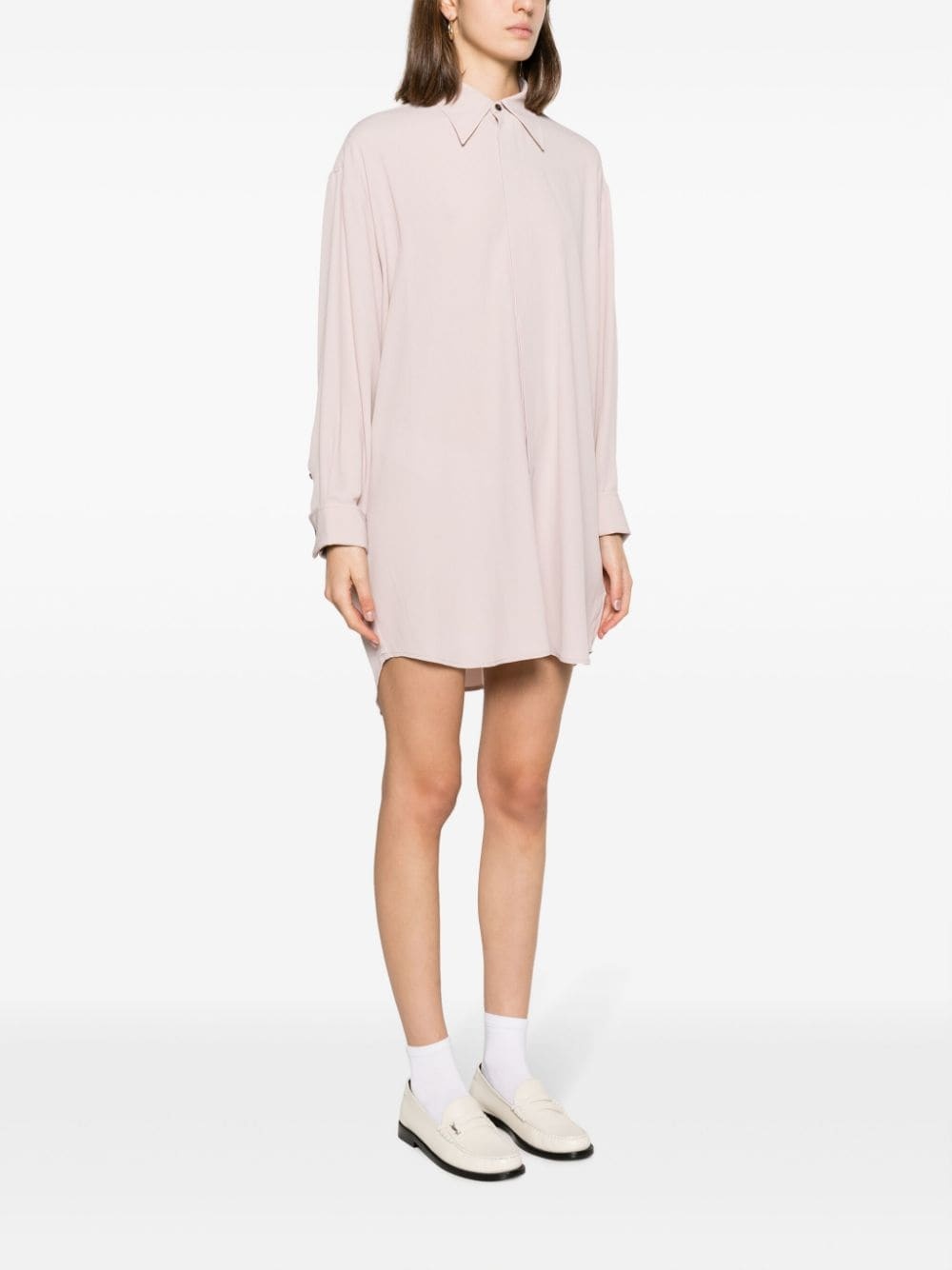 crepe-texture thigh-lenght shirt dress - 3