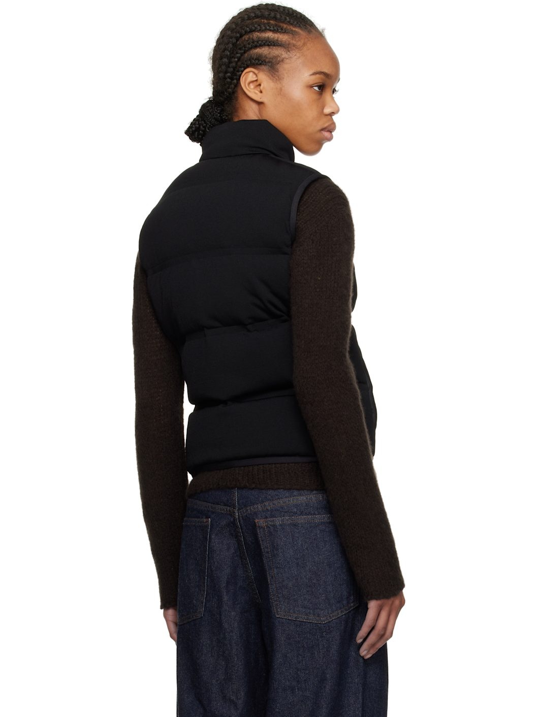 Black Quilted Down Vest - 3
