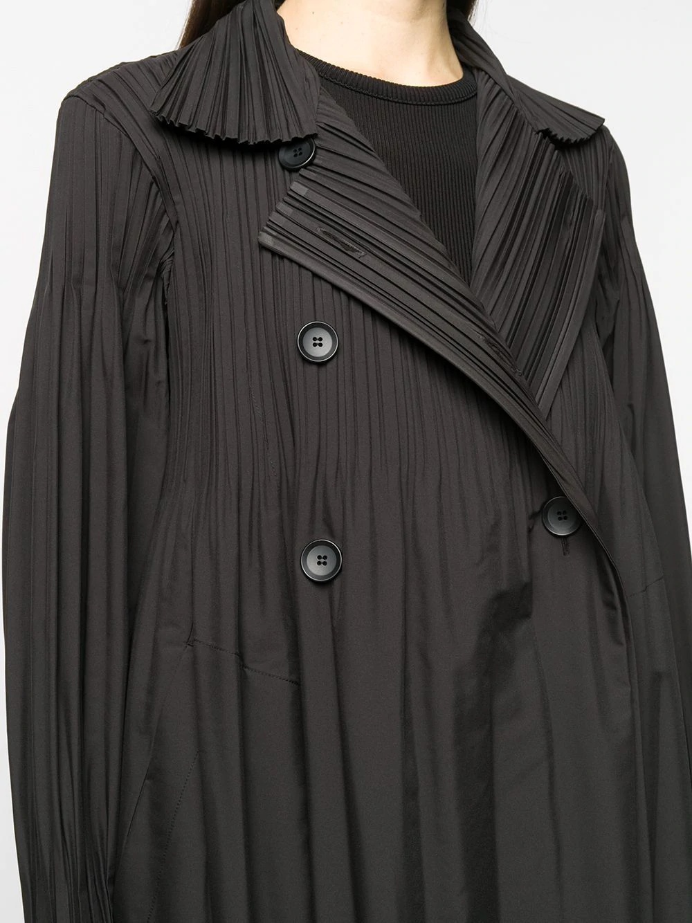 double-breasted pleated coat - 5