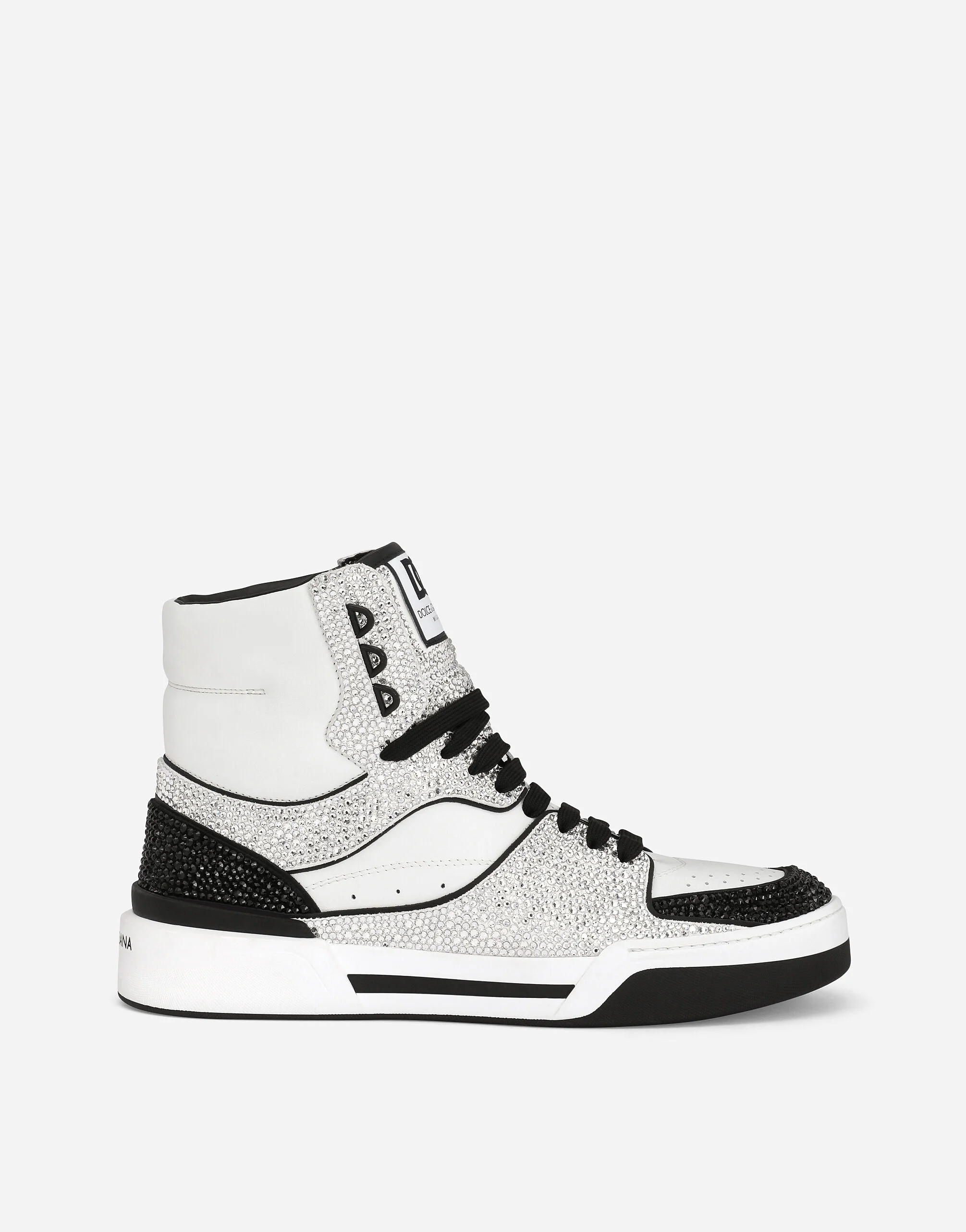 Calfskin New Roma high-top sneakers with fusible rhinestones - 1