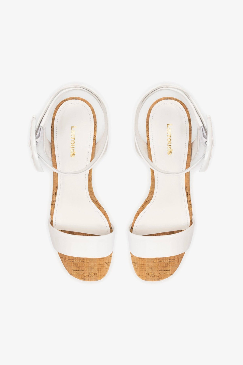 Dolly Verona Low Sandal In White Patent Leather and Natural Cork 7