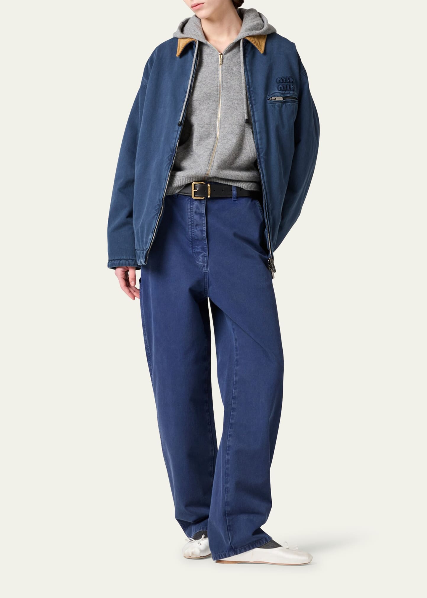 Cotton Trucker Jacket with Corduroy Collar - 2