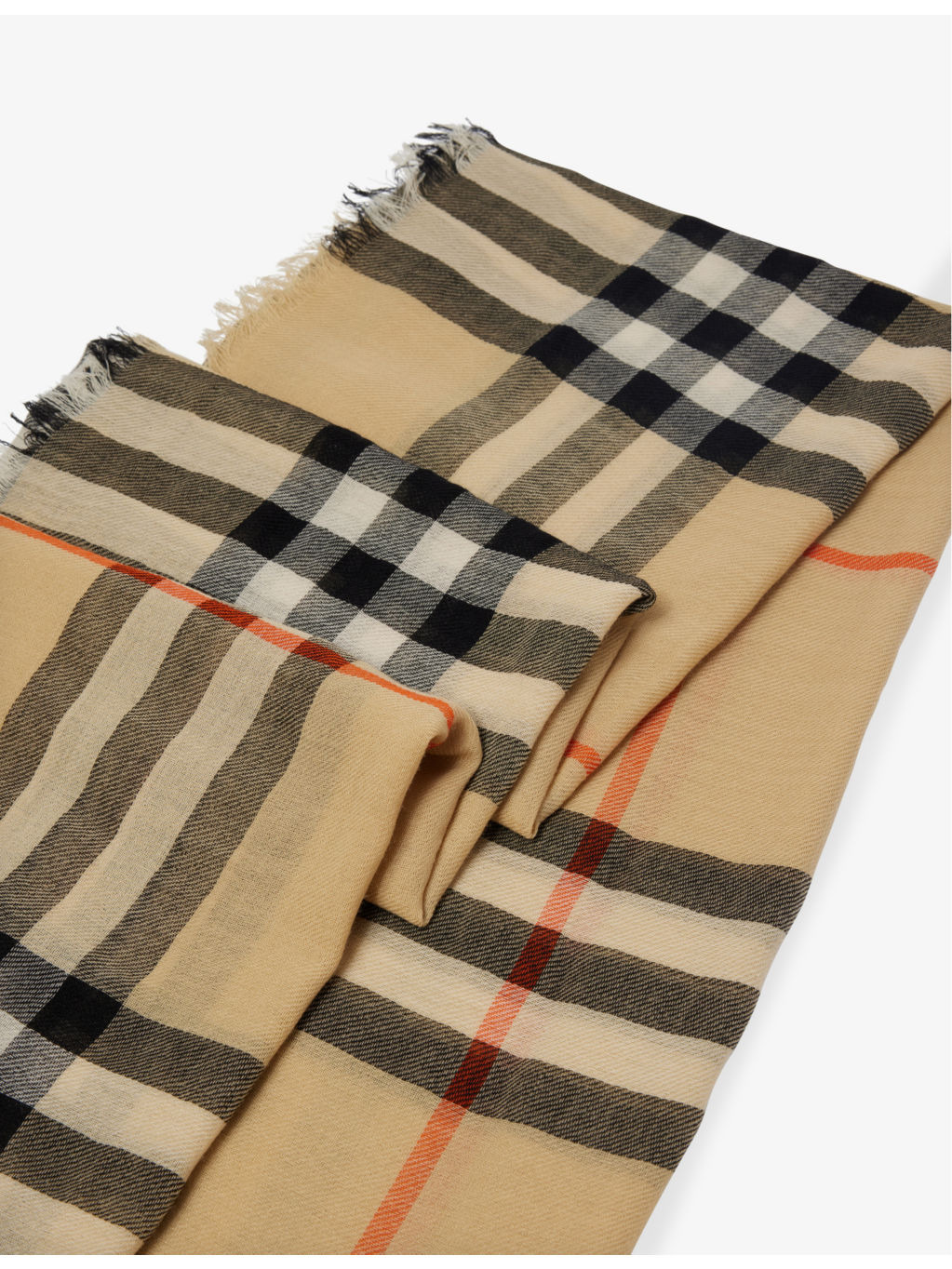 Check-Print Lightweight Wool and Silk Scarf - 2