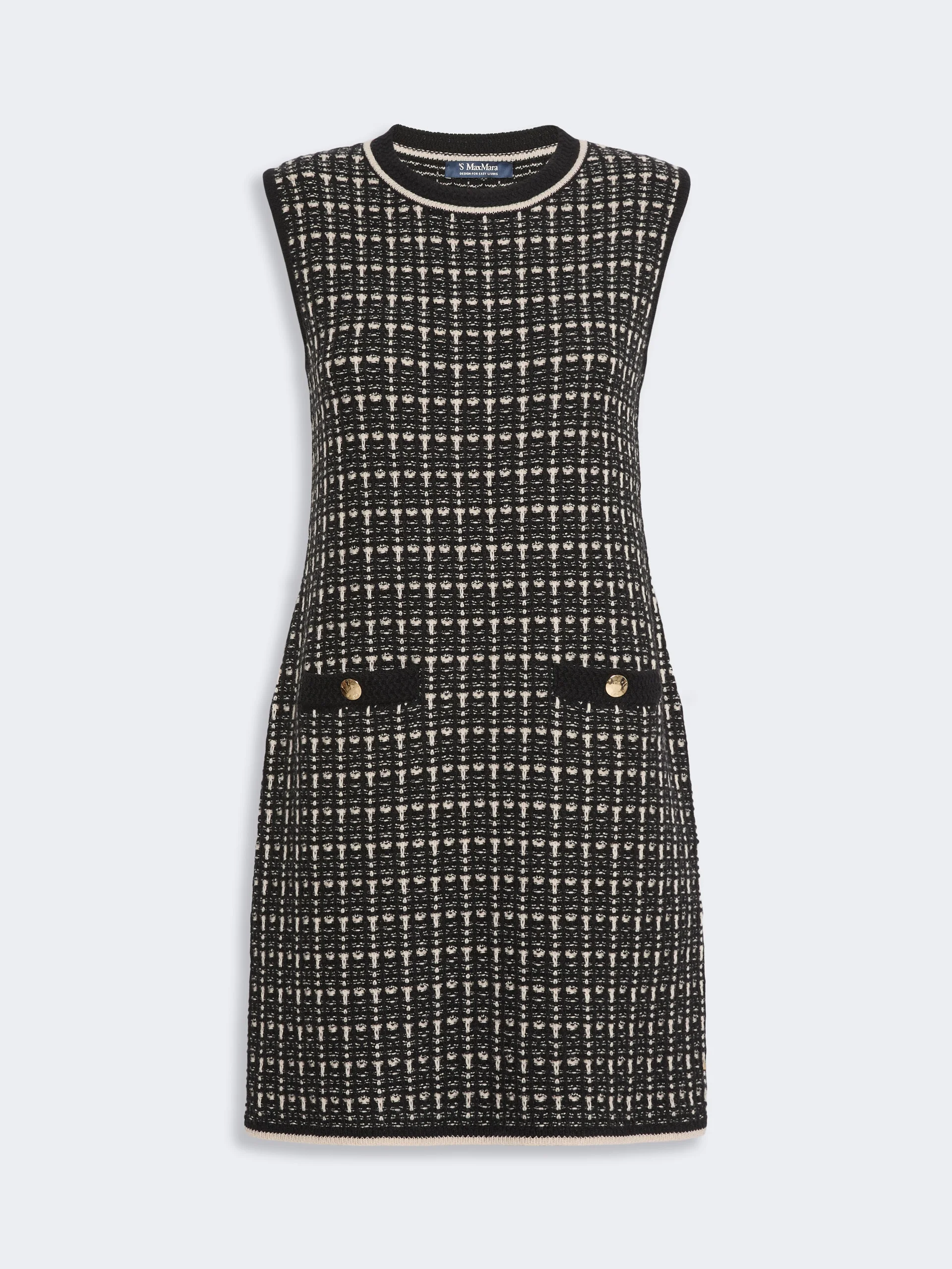 DIVA Jacquard-knit wool and cashmere dress - BLACK - 1