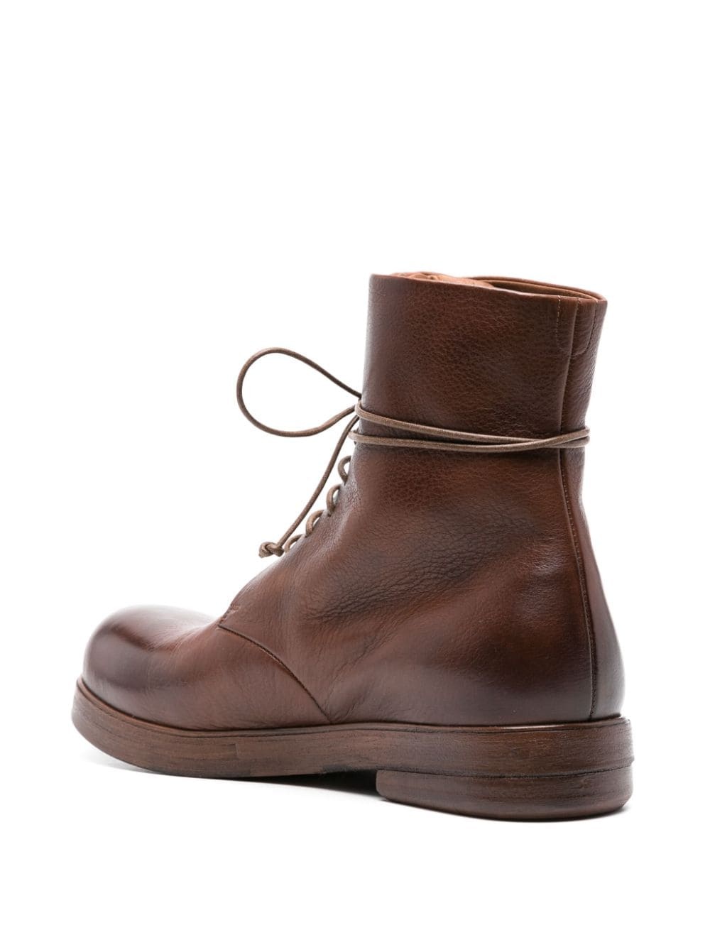 round-toe lace-up leather boots - 3