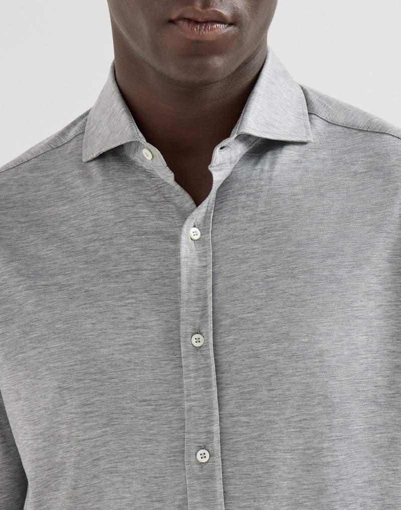 Silk and cotton jersey shirt with spread collar 4