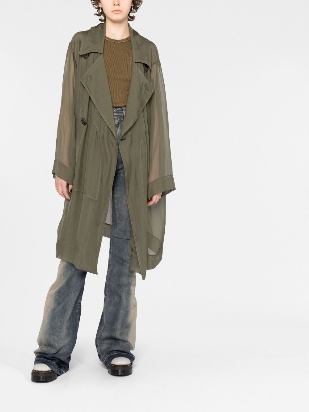 sheer silk trench coat - 2