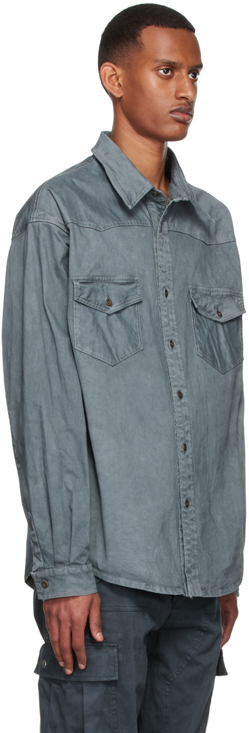 Faith Connexion Grey Cotton Shirt outlook