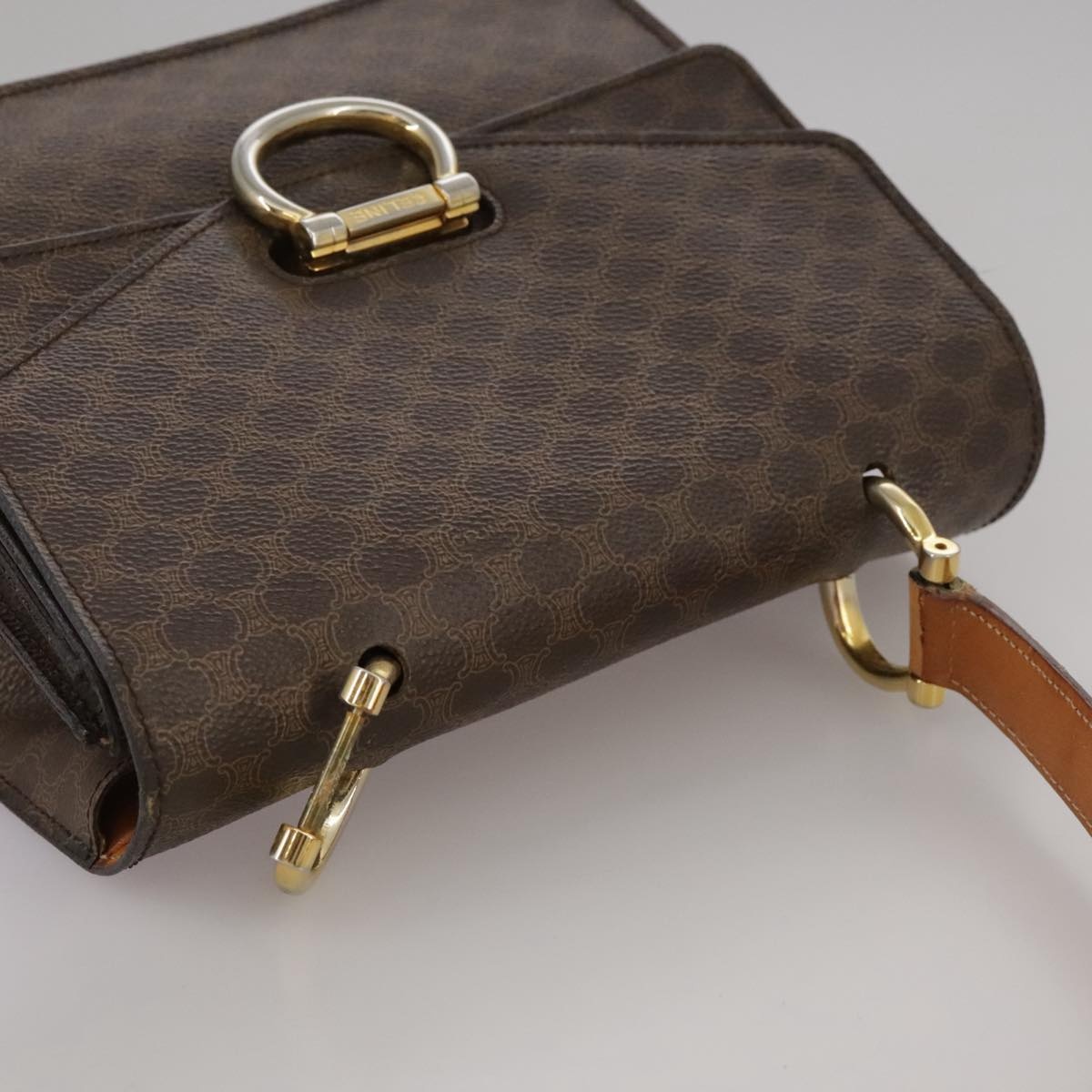 CELINE Macadam Canvas Hand Bag Pvc Leather Brown - 6