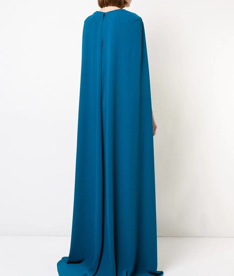 CREPE CAPED GOWN WITH EMBROIDERY 3